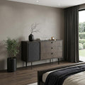 Gray Solid Wood Three Drawer Dresser - 63-inch