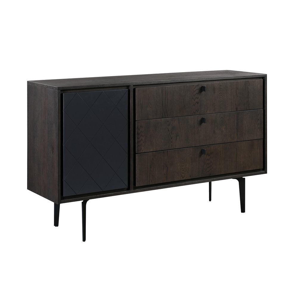 Gray Solid Wood Three Drawer Dresser - 63-inch