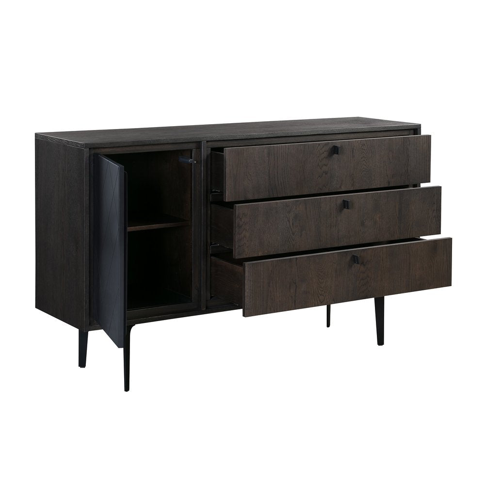 Gray Solid Wood Three Drawer Dresser - 63-inch
