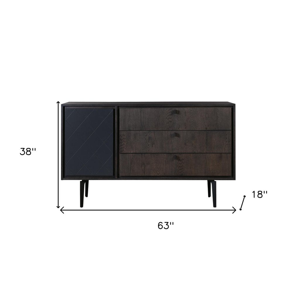 Gray Solid Wood Three Drawer Dresser - 63-inch