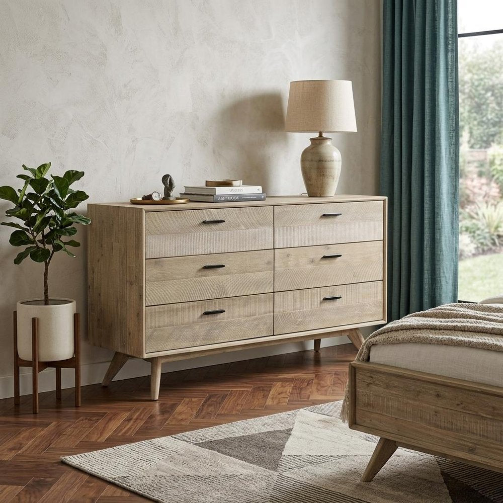 Brown Solid Wood Six Drawer Double Dresser - 63-inch