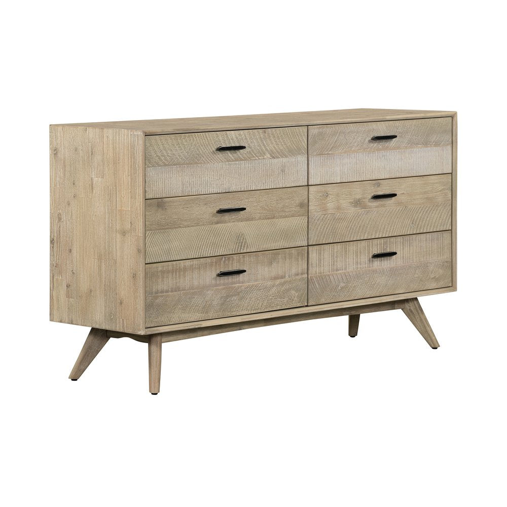 Brown Solid Wood Six Drawer Double Dresser - 63-inch
