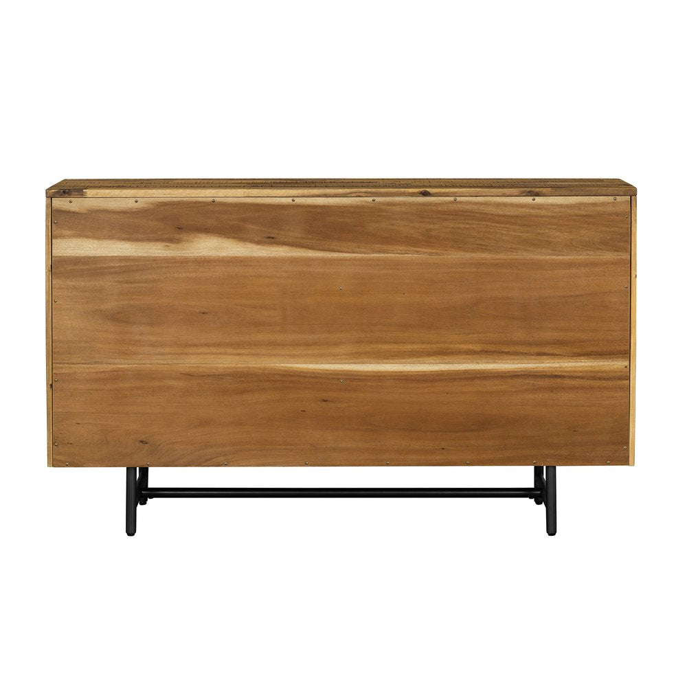 Brown and Black Solid Wood Six Drawer Double Dresser - 57-inch