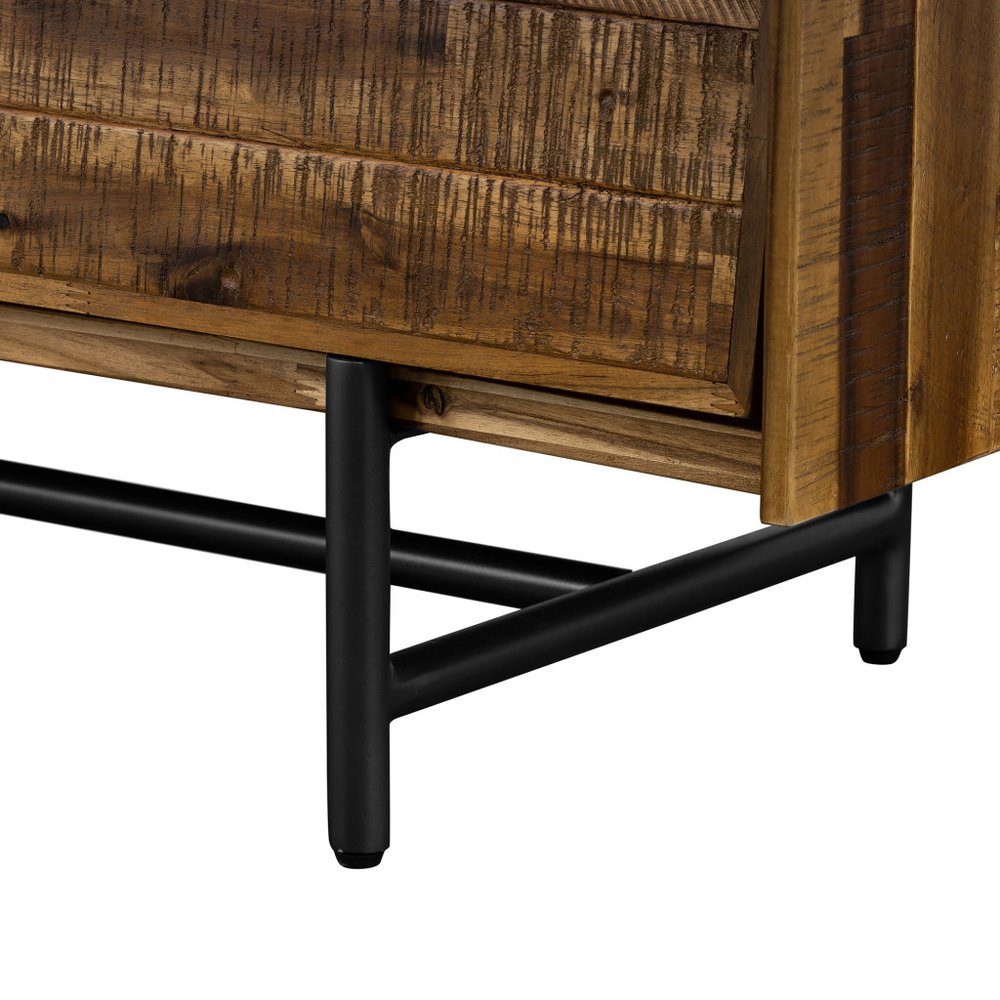 Brown and Black Solid Wood Six Drawer Double Dresser - 57-inch