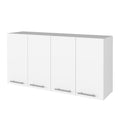 Oak and White Wood Flat Door Rolling Kitchen Island Set with Storage - 54-inch