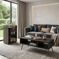 Set of Two Espresso and Black Wood and Metal Furniture Set
