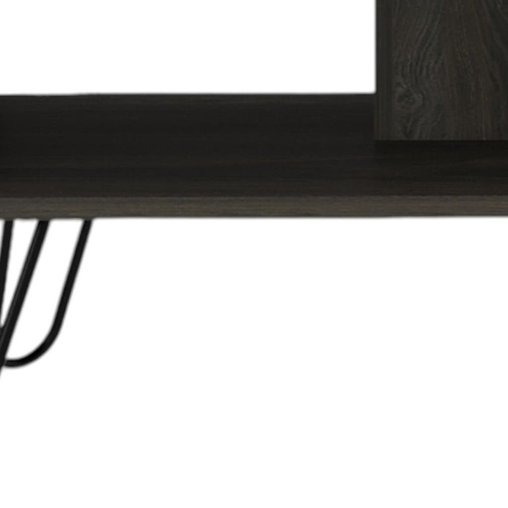 Set of Two Espresso and Black Wood and Metal Furniture Set