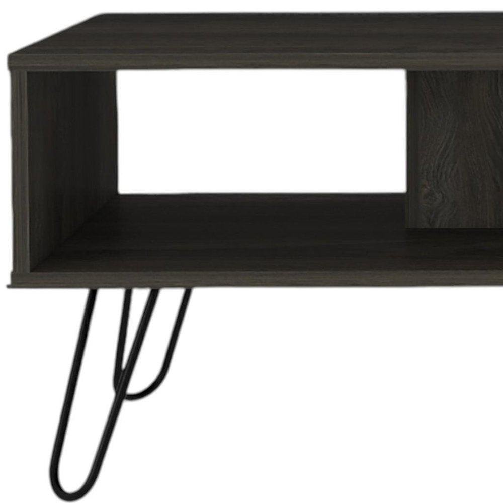 Set of Two Espresso and Black Wood and Metal Furniture Set
