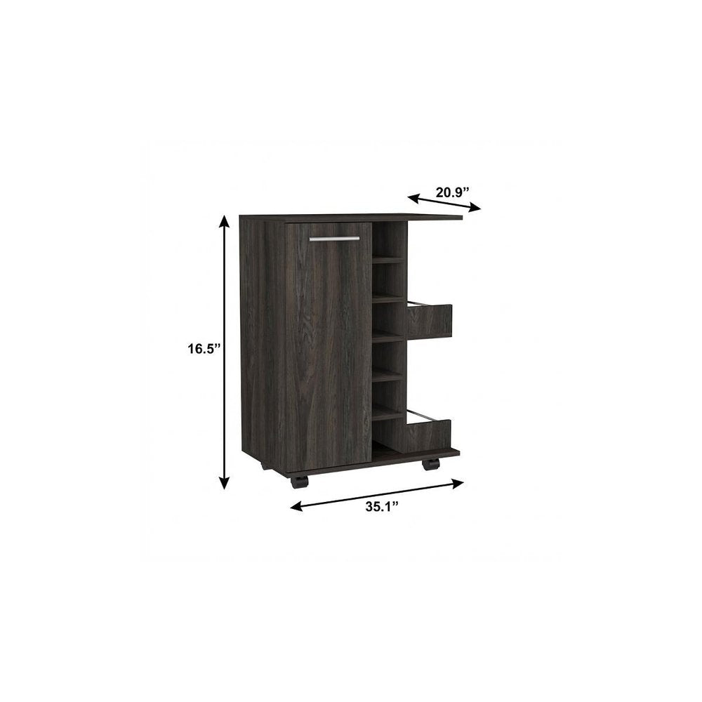 Set of Two Espresso and Black Wood Floor Shelf Furniture Set
