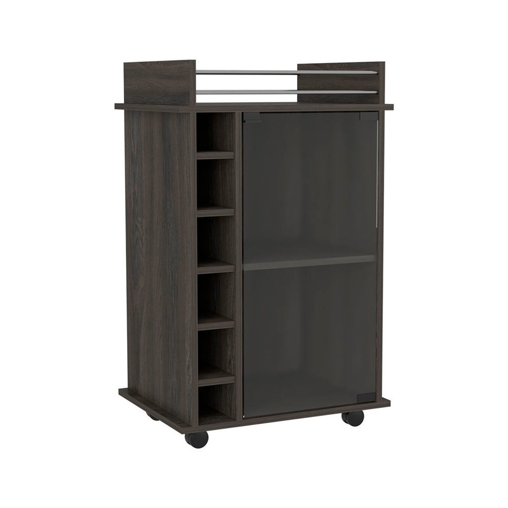 Set of Two Espresso and Black Wood Wheel Furniture Set