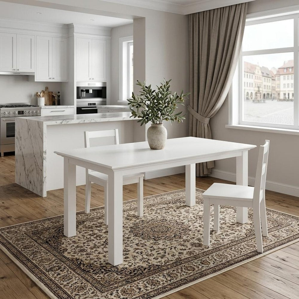 White Solid Wood Dining Table - 71-inch