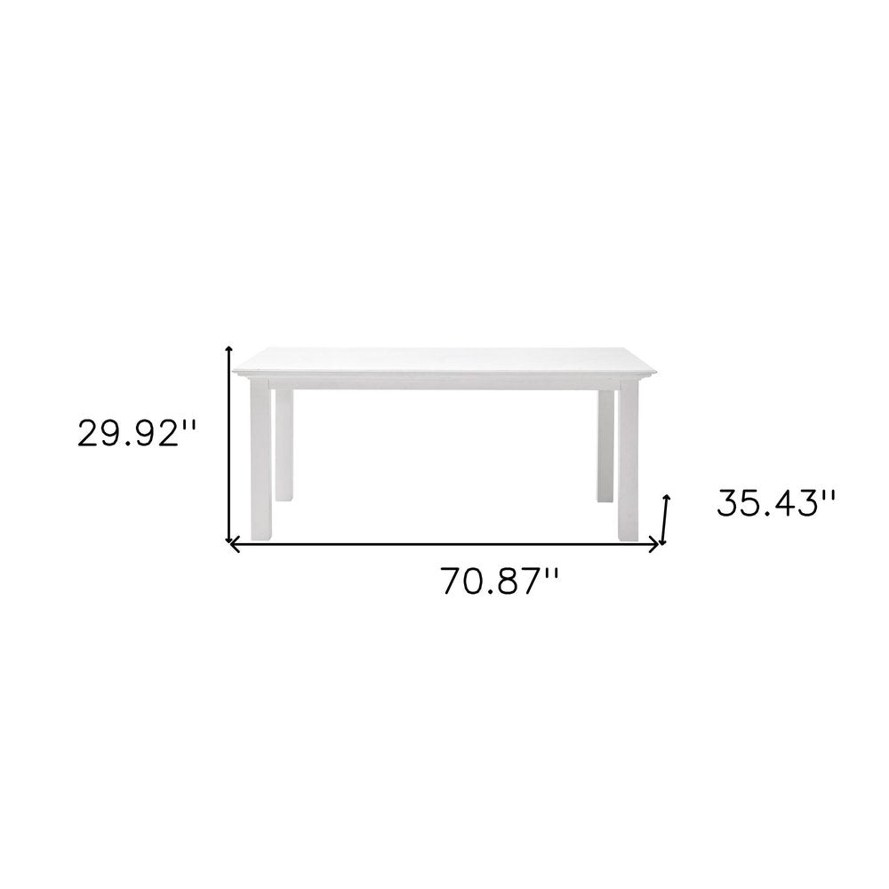 White Solid Wood Dining Table - 71-inch