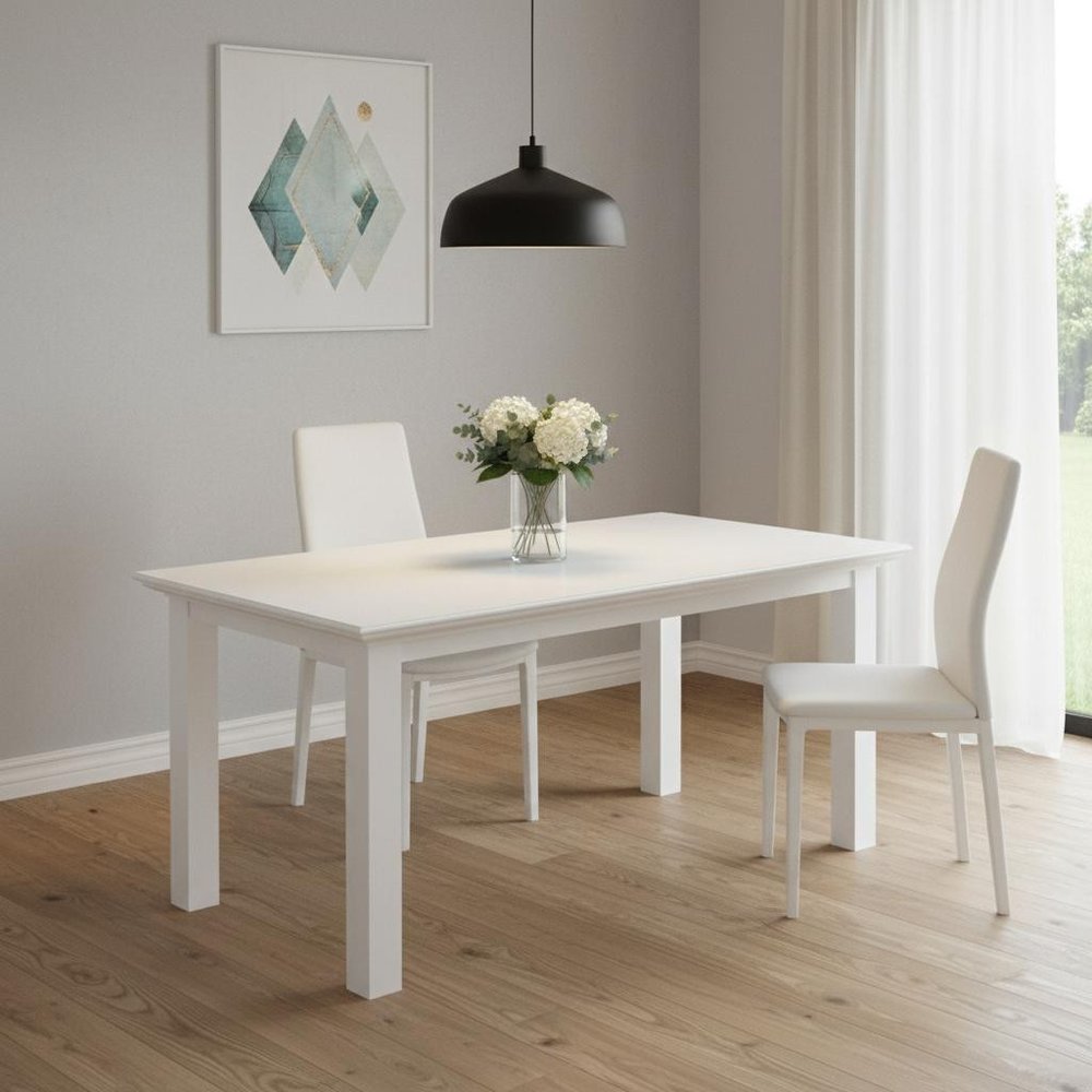White Solid Wood Dining Table - 79-inch