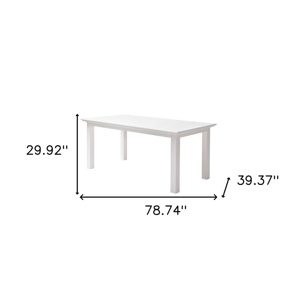White Solid Wood Dining Table - 79-inch
