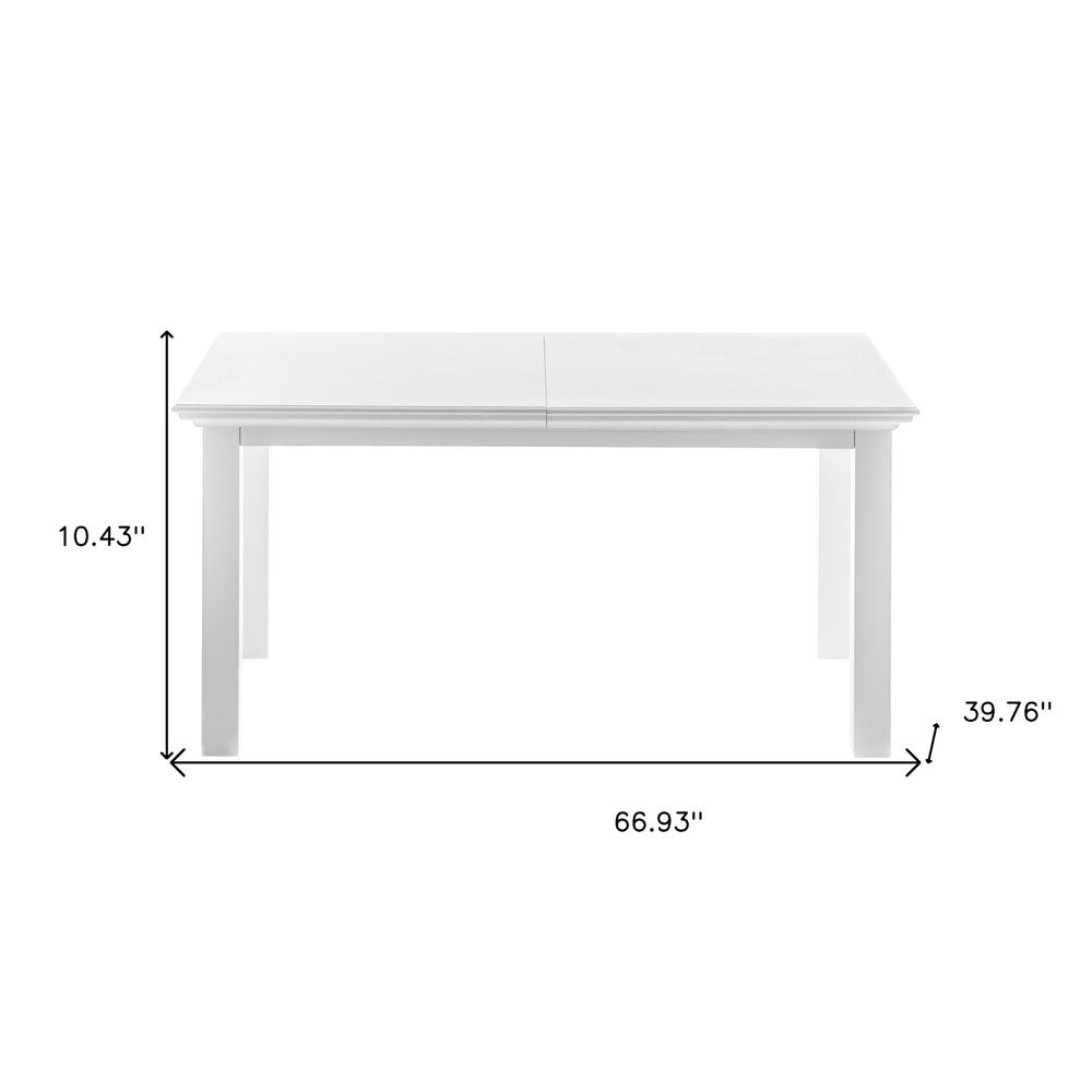 White Solid Wood Butterfly Leaf Extending Dining Table - 79-inch