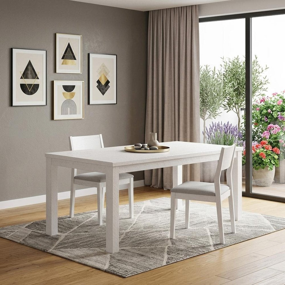 Gray Solid Wood Dining Table - 35-inch