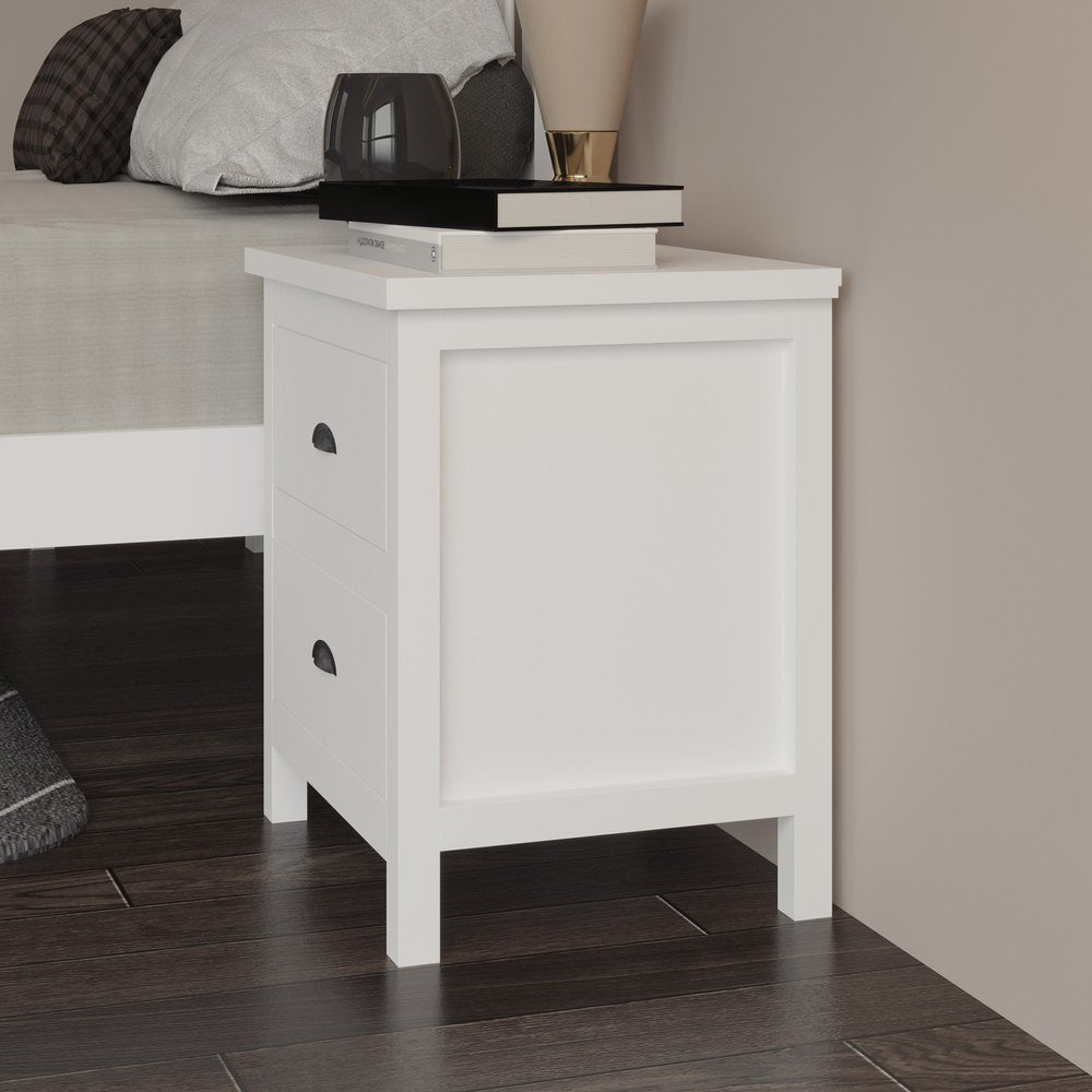 Solid Wood Two Drawer Nightstand - 22-inch