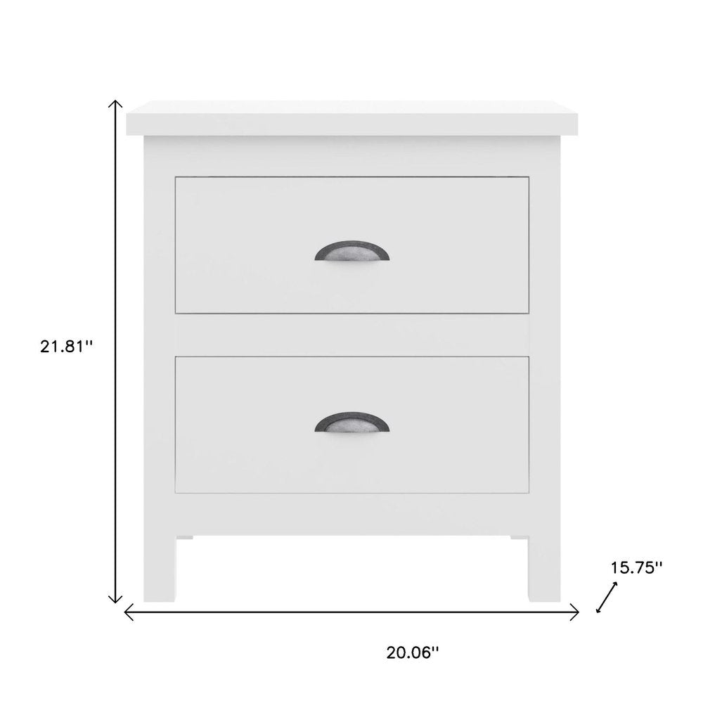 Solid Wood Two Drawer Nightstand - 22-inch