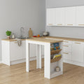 White and Natural 36 Kitchen Island with Storage