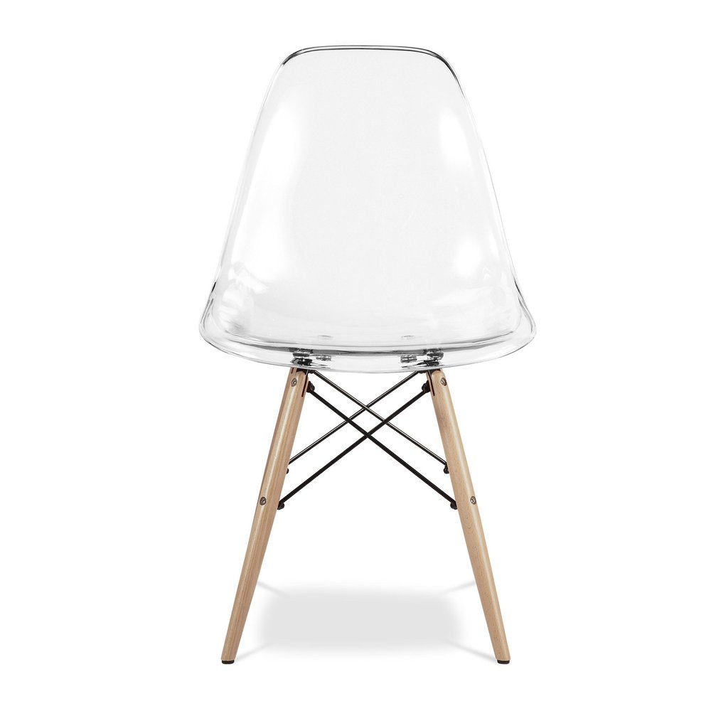 Clear and Natural Heavy Duty Plastic and Wood Dining Side Chair
