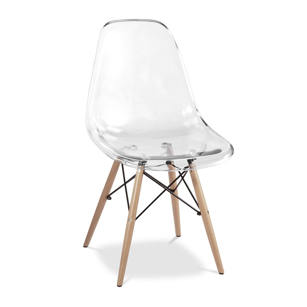 Clear and Natural Heavy Duty Plastic and Wood Dining Side Chair