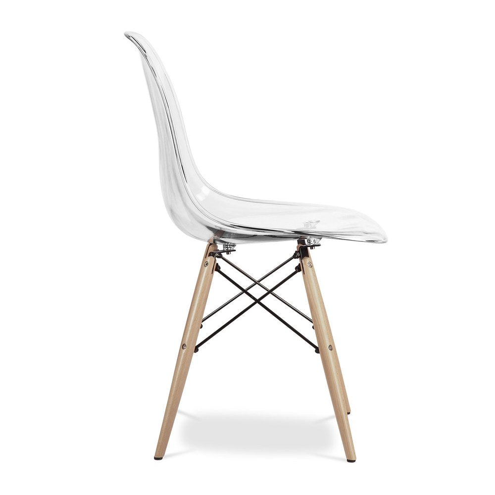 Clear and Natural Heavy Duty Plastic and Wood Dining Side Chair