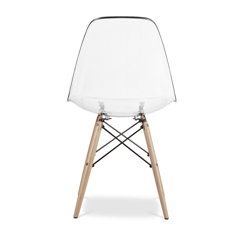 Clear and Natural Heavy Duty Plastic and Wood Dining Side Chair