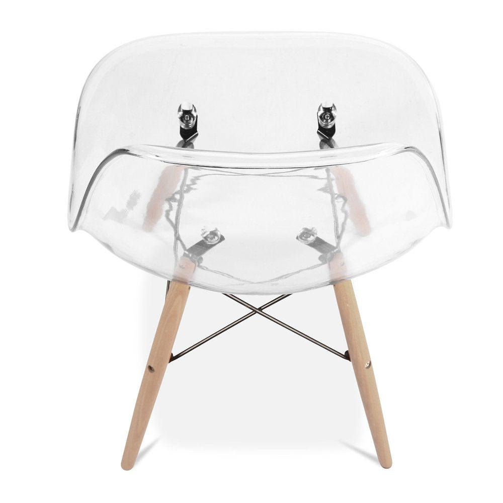 Clear and Natural Heavy Duty Plastic and Wood Dining Side Chair