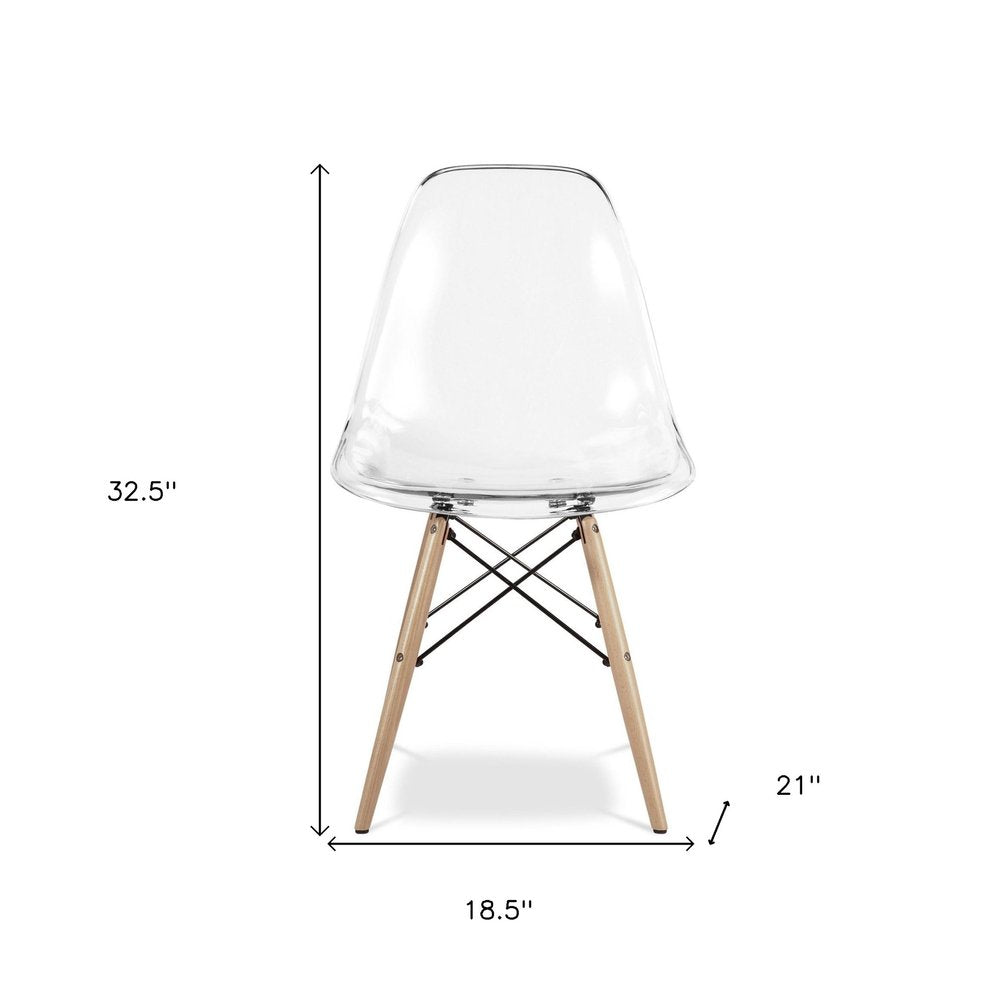 Clear and Natural Heavy Duty Plastic and Wood Dining Side Chair
