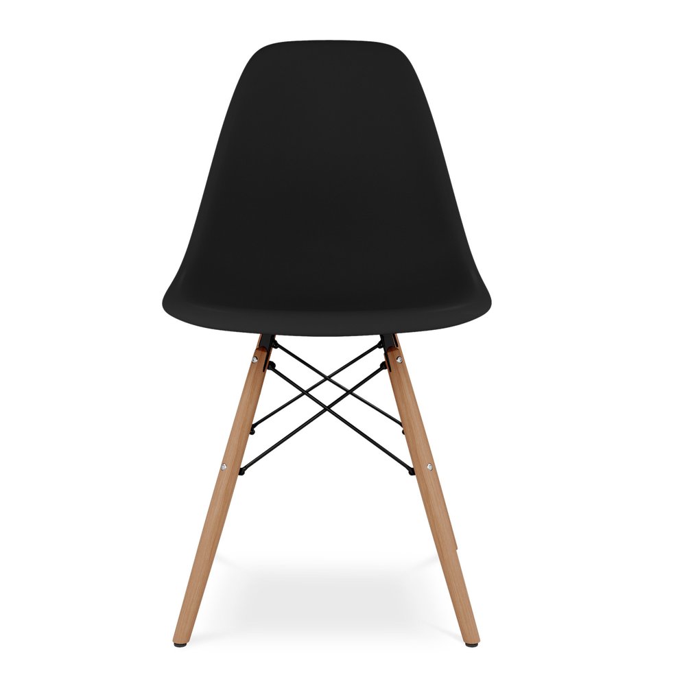 Black and Natural Heavy Duty Plastic and Wood Dining Side Chair