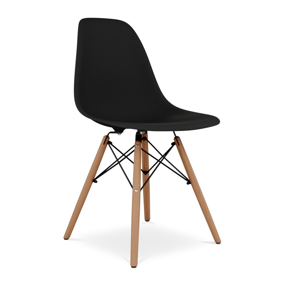 Black and Natural Heavy Duty Plastic and Wood Dining Side Chair