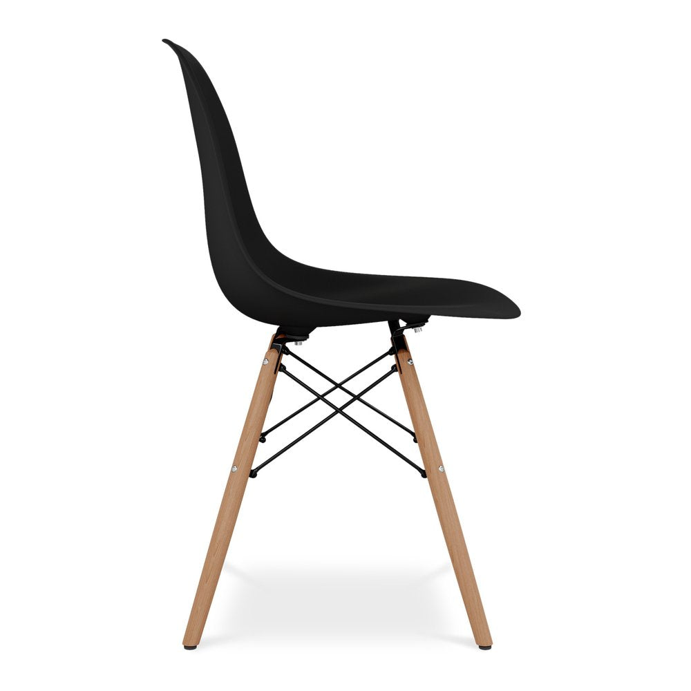 Black and Natural Heavy Duty Plastic and Wood Dining Side Chair