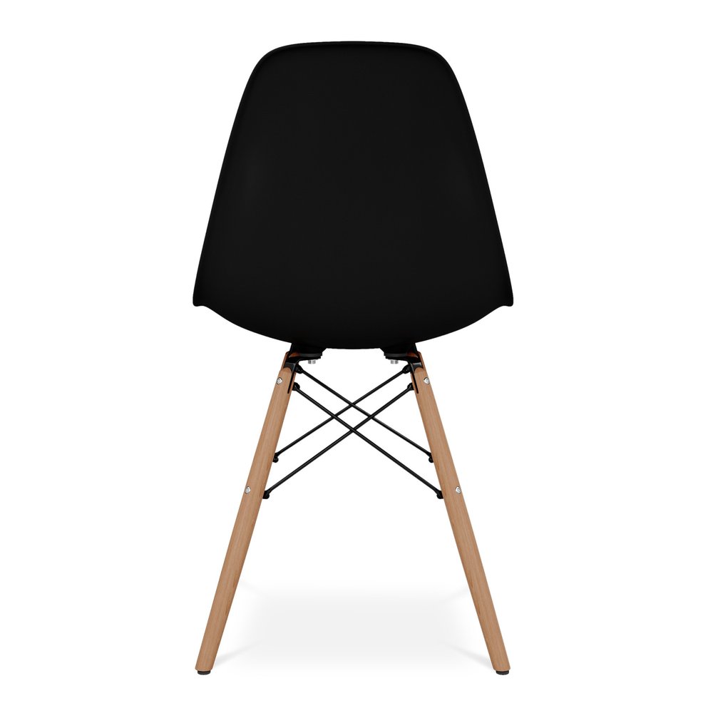 Black and Natural Heavy Duty Plastic and Wood Dining Side Chair