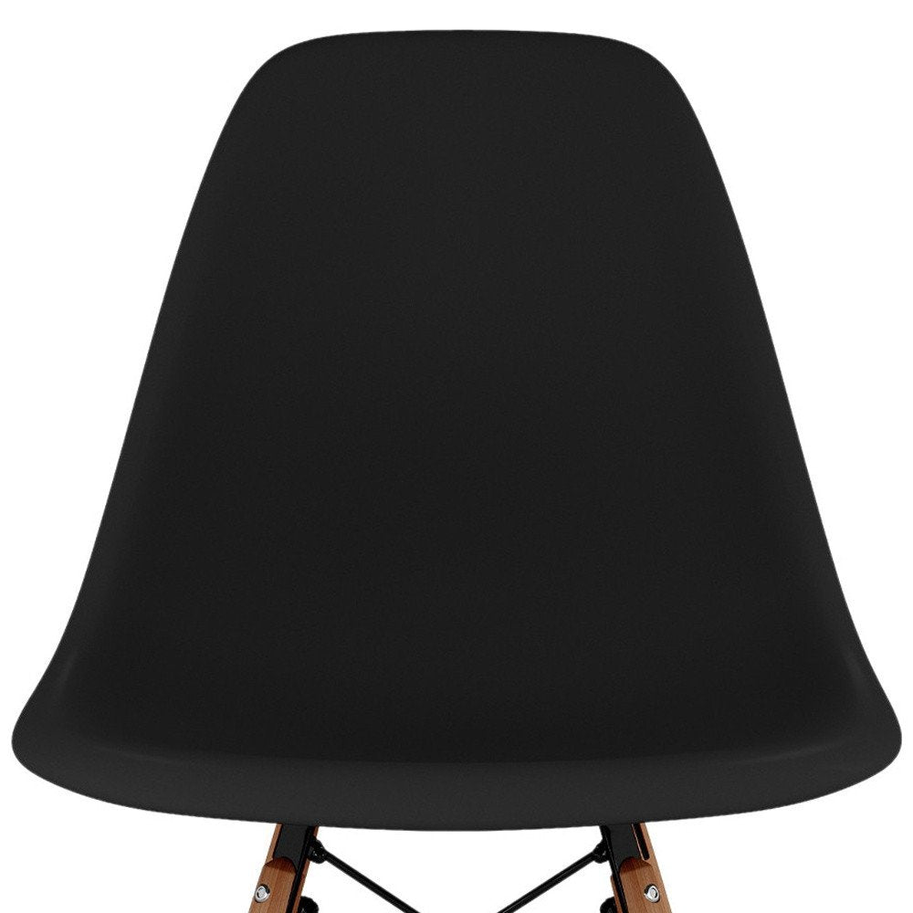 Black and Natural Heavy Duty Plastic and Wood Dining Side Chair