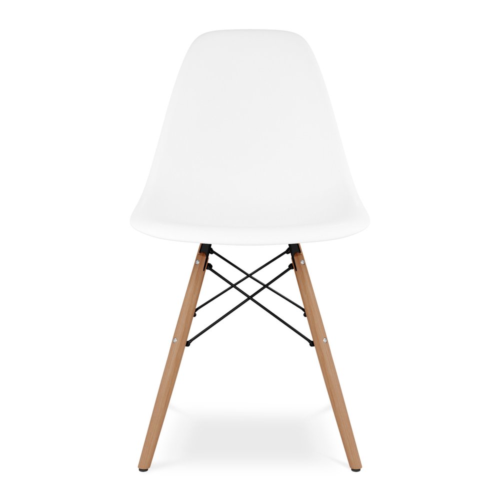 White and Natural Heavy Duty Plastic and Wood Dining Side Chair