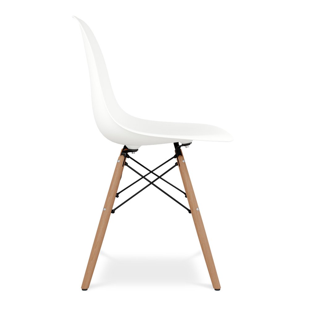 White and Natural Heavy Duty Plastic and Wood Dining Side Chair