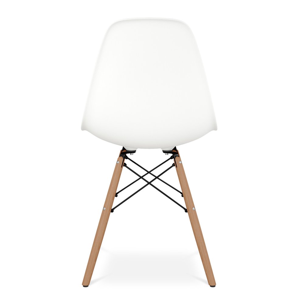 White and Natural Heavy Duty Plastic and Wood Dining Side Chair