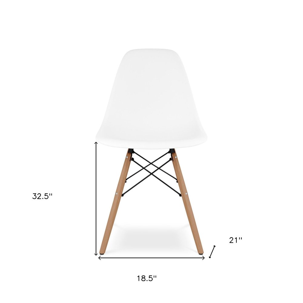 White and Natural Heavy Duty Plastic and Wood Dining Side Chair