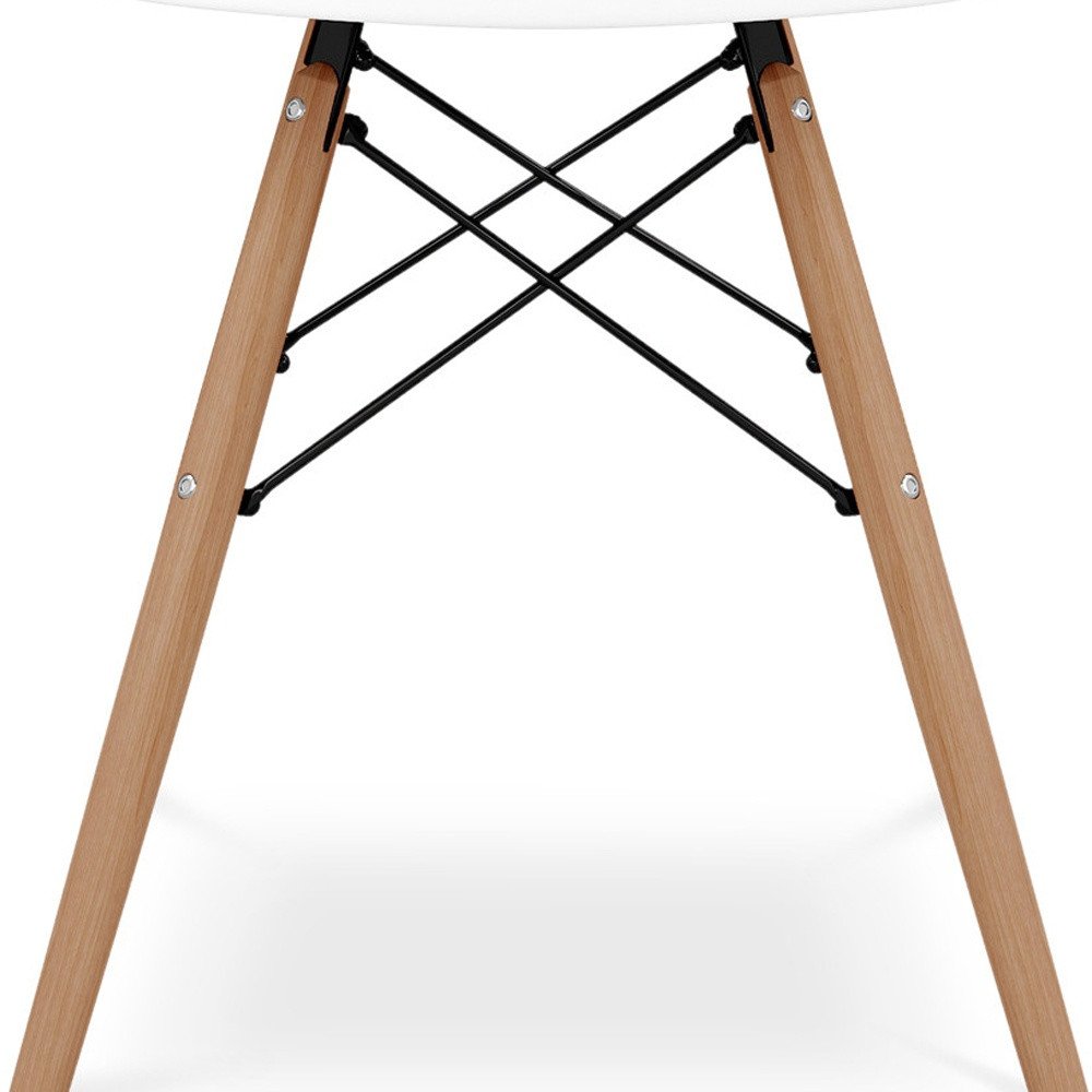 White and Natural Heavy Duty Plastic and Wood Dining Side Chair