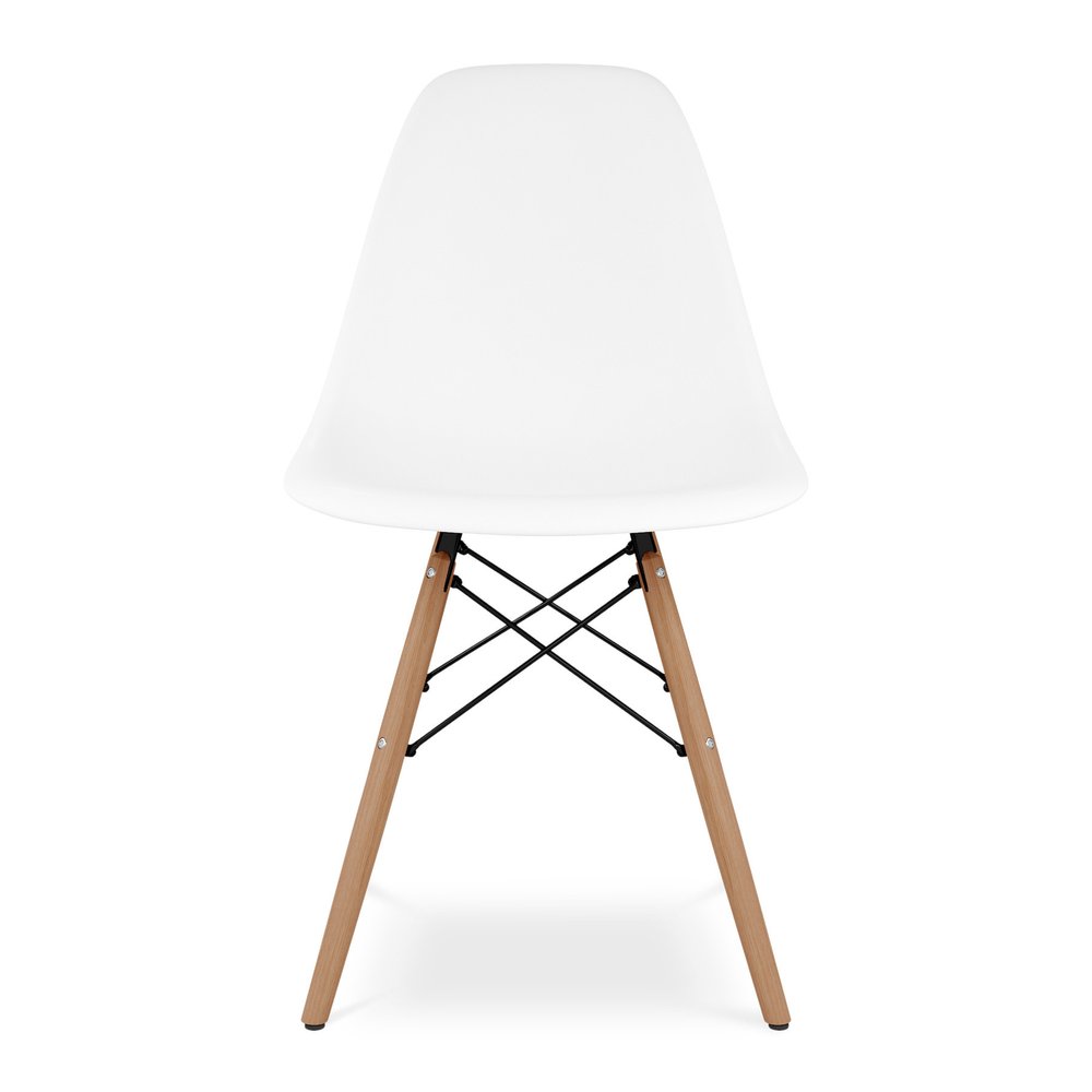 White and Natural Heavy Duty Plastic and Wood Dining Side Chair
