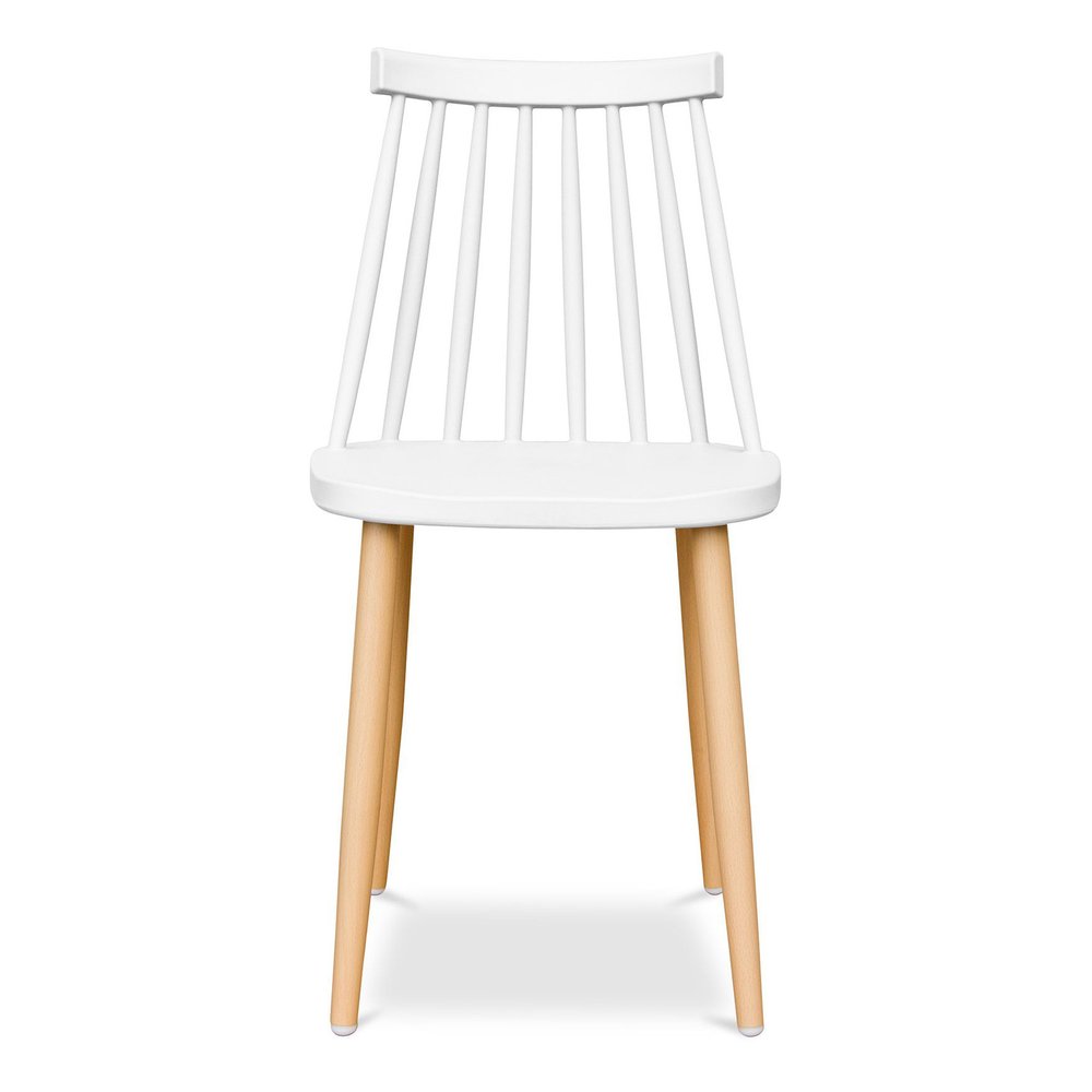 White and Natural Metal and Plastic Windsor Back Dining Side Chair