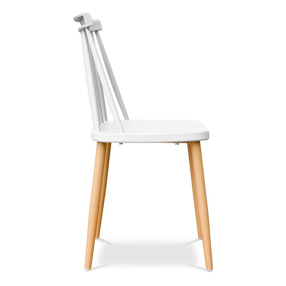 White and Natural Metal and Plastic Windsor Back Dining Side Chair