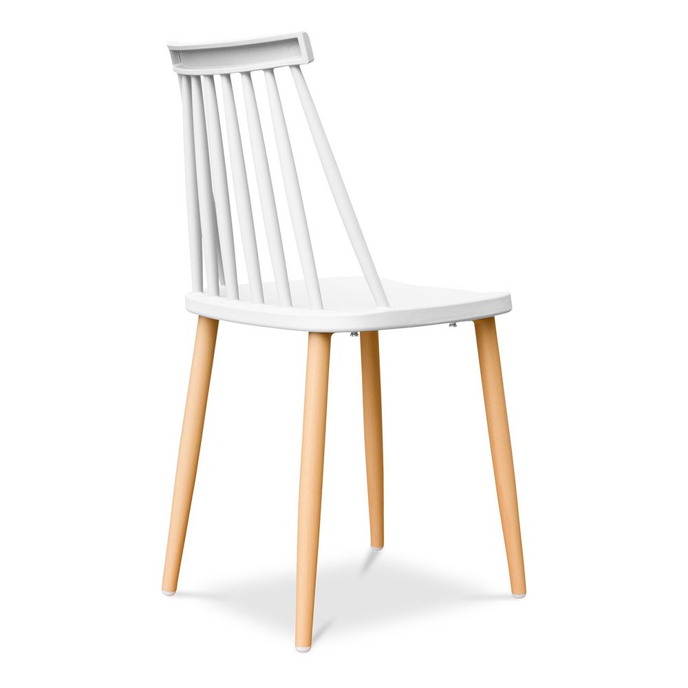 White and Natural Metal and Plastic Windsor Back Dining Side Chair