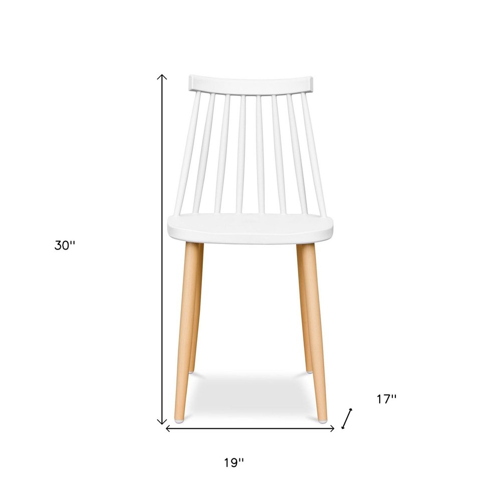 White and Natural Metal and Plastic Windsor Back Dining Side Chair