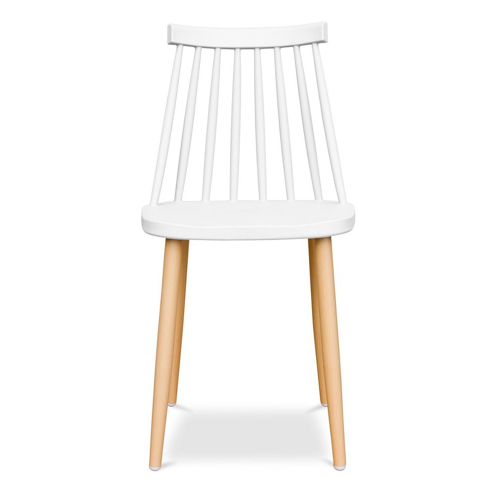 White and Natural Metal and Plastic Windsor Back Dining Side Chair