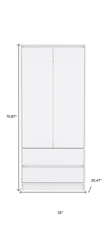 White Wood Two Door Two Drawer Combo Dresser - 71-inch