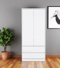 White Wood Two Door Two Drawer Combo Dresser - 71-inch
