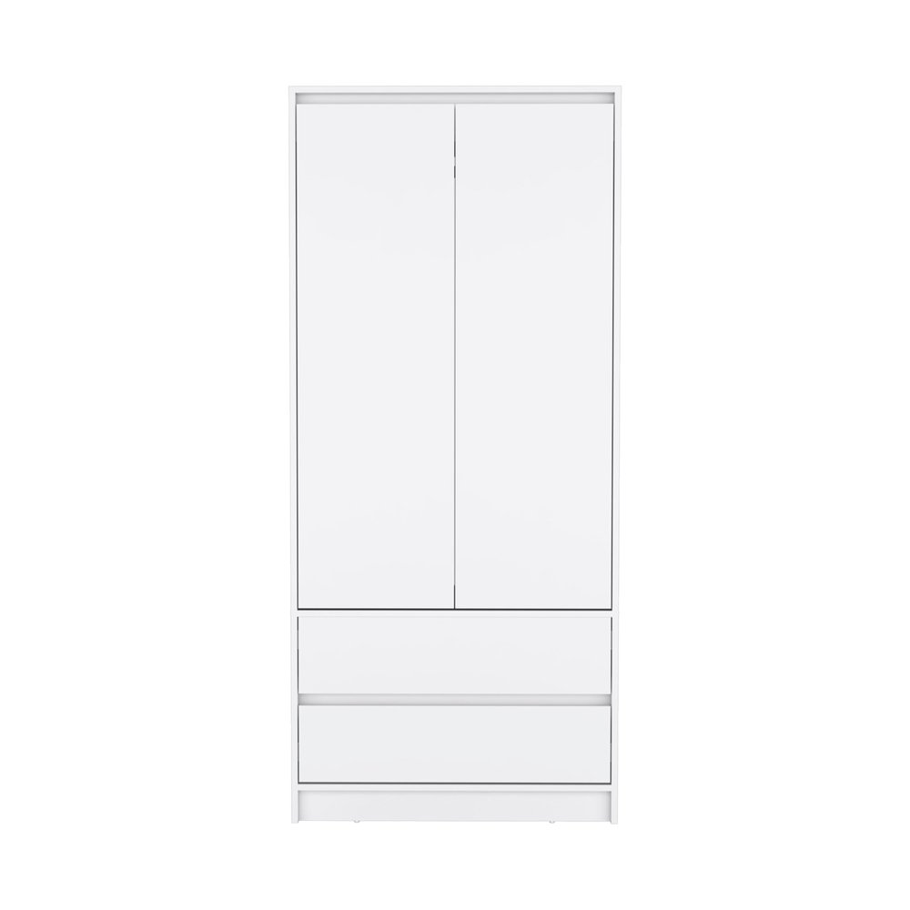 White Wood Two Door Two Drawer Combo Dresser - 71-inch