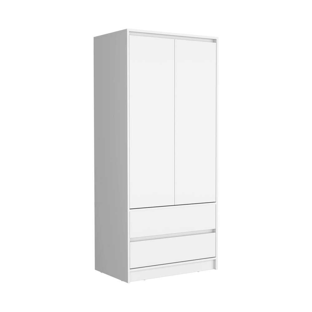 White Wood Two Door Two Drawer Combo Dresser - 71-inch