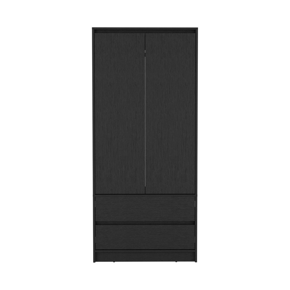 Black Wood Two Door Two Drawer Combo Dresser - 71-inch